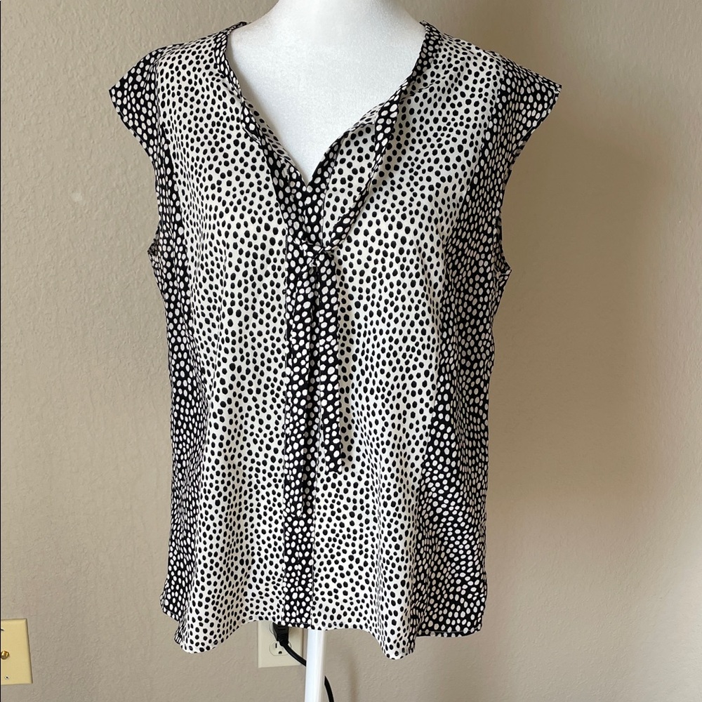 Talbots Black and White Dot Blouse